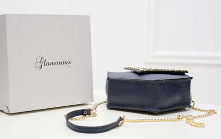 Damska skórzana crossbody torebka Glamorous by GLAM - granatowy -