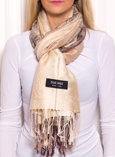 Dámská šála barevná s pruhy - béžová -