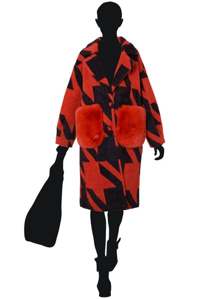 Dámský oboustranný kabát s kapsami oranžový -