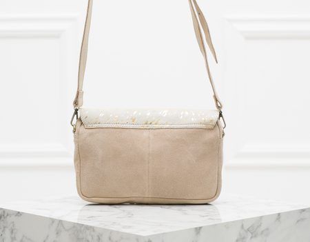 Bolso de cuero crossbody para mujer Due Linee - Beige -