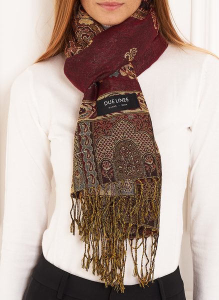 Scarf Due Linee - Wine -