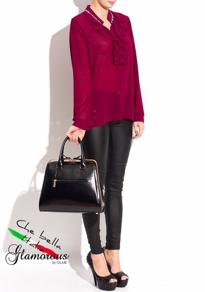 Dámská kožená kabelka kufřík - černá -