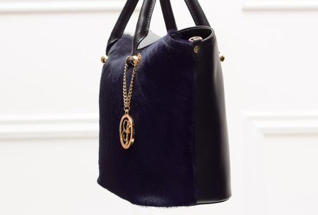 Dámska luxusná kabelka so srsťou malá do ruky - modrá