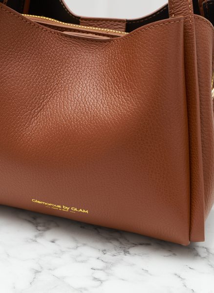 Real leather handbag Glamorous by GLAM - Brown -