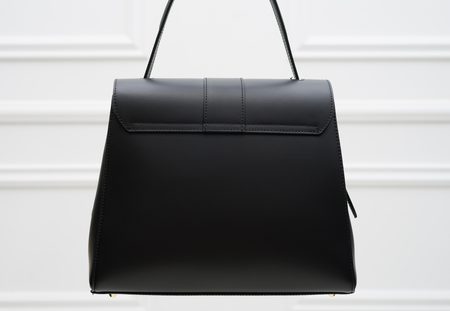 Dámská kožená kabelka s klopou černá -