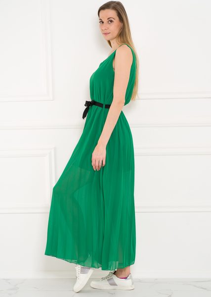 Dlhé šaty zelené plisované -