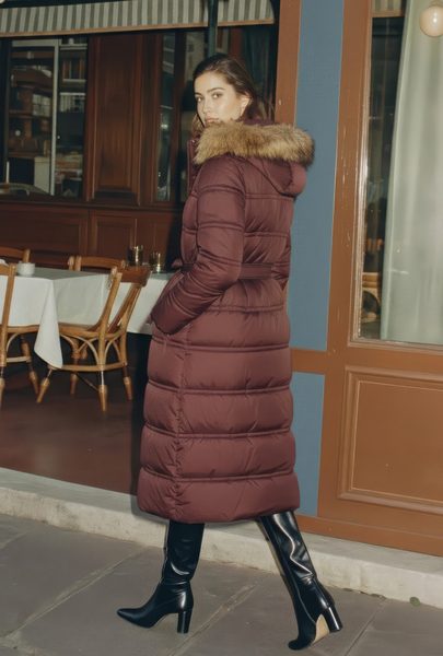 Winter jacket with real fox fur Due Linee - Brown -