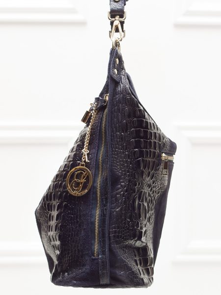 Real leather shoulder bag Glamorous by GLAM - Dark blue -