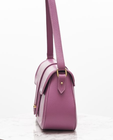 Kožená kabelka přes rameno - dusty pink -