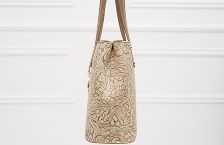 Real leather shoulder bag Glamorous by GLAM - Beige -