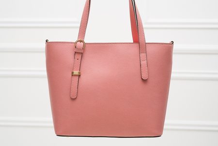 Dámská kožená kabelka s jednou přezkou na straně - růžová -