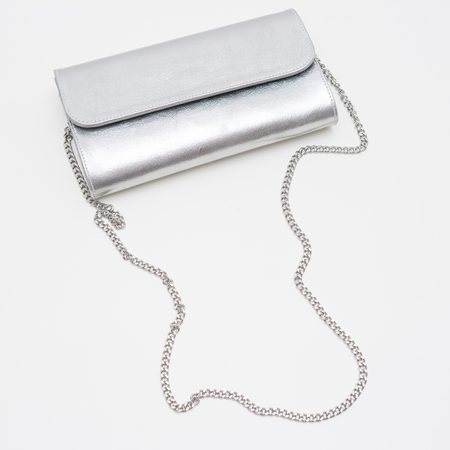 Dámská elegantní malá kabelka s řetízkem - stříbrná -