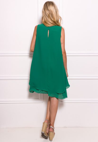 Dámske šifónové dlhšie šaty voľný strih - zelená -