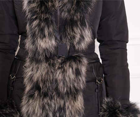 Damska kurtka zimowa z prawdziwym lisem Due Linee - czarny -