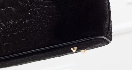 Dámska kožená kabelka zlaté doplnky krokodíl - čierna -