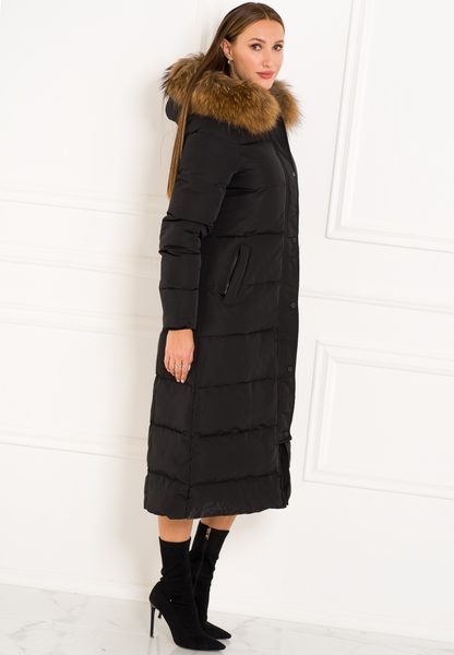 Winter jacket with real fox fur Due Linee - Black -