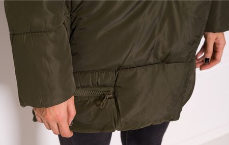 Women's winter jacket with real fox fur Due Linee - Green -