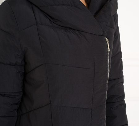 Dámská zimní bunda s asymetrickým zipem - černá -