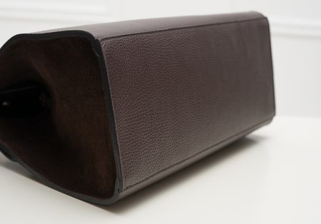 Dámske luxusné kabelka do ruky striebornej zapínanie - tmavo hnedá -