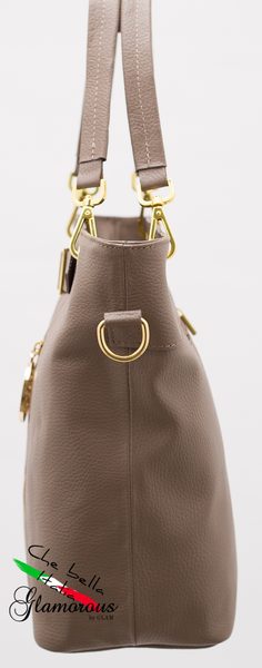 Dámská kožená kabelka se zipem - béžová -