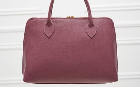 Dámska kožená kabelka zo safiánové kože - fialová -