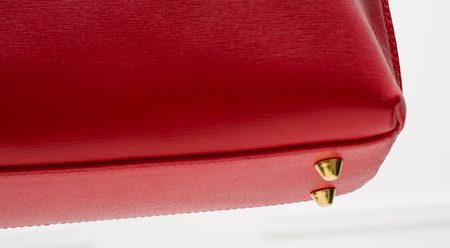 Dámska kožená kabelka zo safiánové kože - sýtou červená -