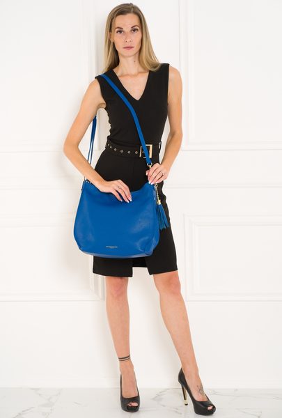 Damska skórzana torebka na ramię Glamorous by GLAM -niebieski -