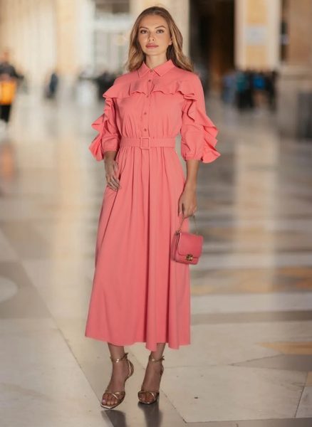 Rochie lungă de damă Glamorous by Glam - Roz -