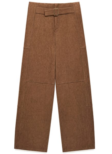 Compleu tip piele întoarsă pantaloni și jachetă -