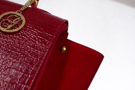 GbyG luxusná kožená kabelka červená so semišom -
