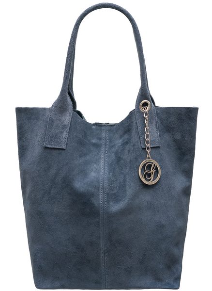 Real leather shopper bag Glamorous by GLAM - Blue -