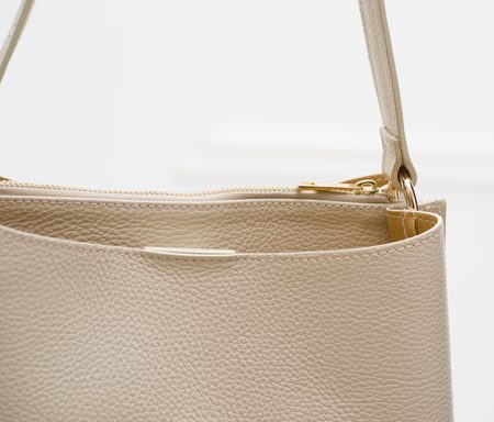 Real leather shoulder bag Glamorous by GLAM - Beige -