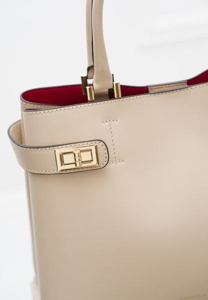 Dámská exkluzivní kabelka se zlatými detaily - béžová -
