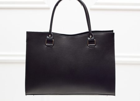 Kožená kabelka s potiskem - černá -
