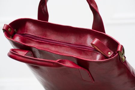 Real leather handbag Glamorous by GLAM Santa Croce - Wine -