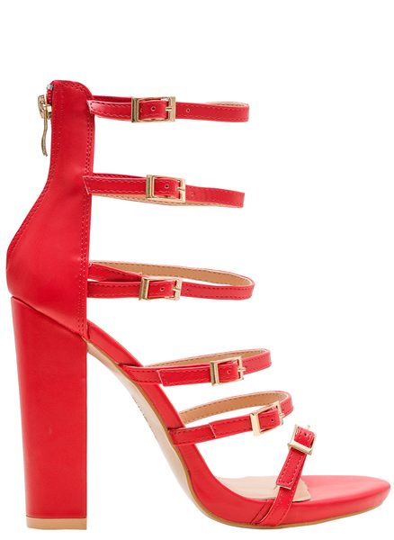 Dámske červené sandále na masívnom podpätku -