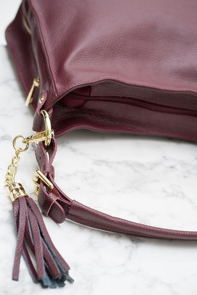 Real leather shoulder bag Glamorous by GLAM - Wine -