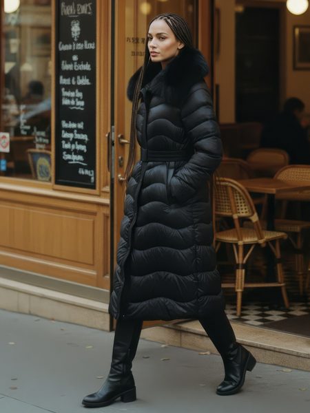 Due Linee Geacă de iarnă de damă - Neagră -