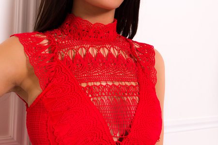 Dámské luxusní krajkové šaty - červená -