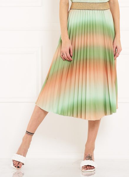 Dámska plizovavá sukňa dúha zeleno - oranžová -