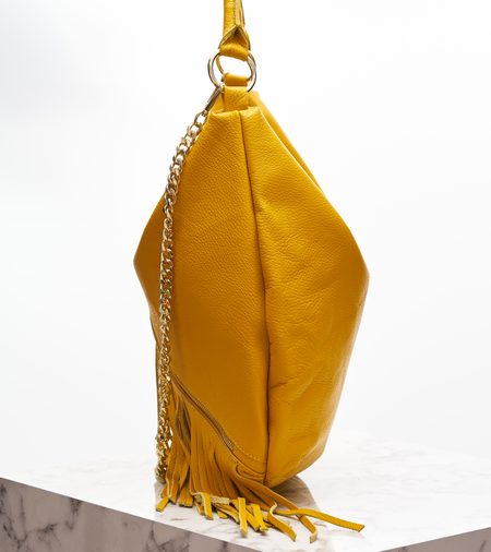 Real leather shoulder bag Glamorous by GLAM - Yellow -