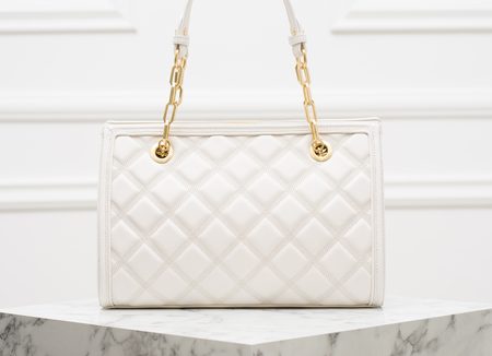 Real leather shoulder bag Guess Luxe - White -