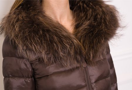 Giacca invernale donna con vera volpe Due Linee - Marrone -