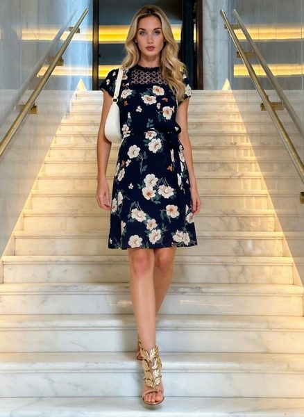 Summer dress GLAM&GLAMADISE - Dark blue -