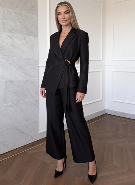 Costum negru sacou și pantaloni -