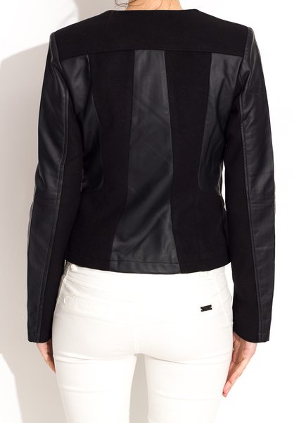 Jarní dámská koženková bunda - černá -