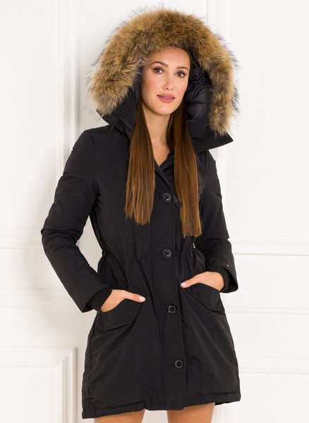Winter jacket with real fox fur Due Linee - Black -