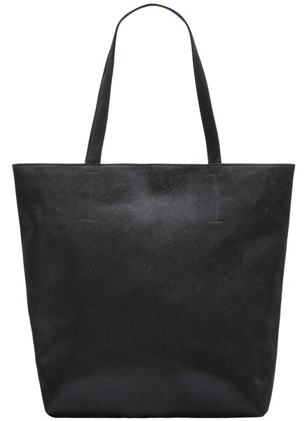 Borsa a spalla da donna in pelle Due Linee - Nero -