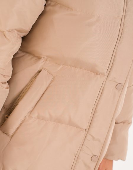 Chaqueta de invierno para mujer con piel de zorro real Due Linee - Beige -
