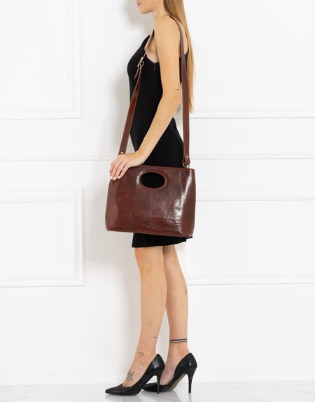 Real leather handbag Glamorous by GLAM Santa Croce - Brown -